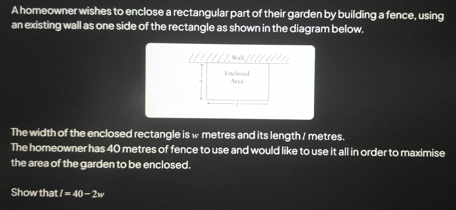 Solved: A homeowner wishes to enclose a rectangular part of their ...