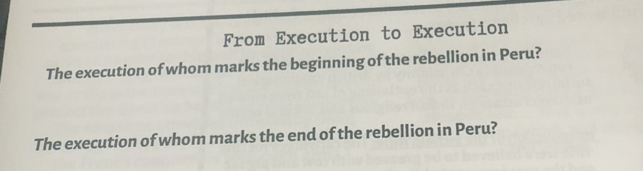 Solved: From Execution to Execution The execution of whom marks the ...