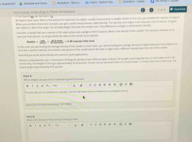 Solved: StudentVU E Schedule and Zoom StudySync - Texts Li ... Home ...
