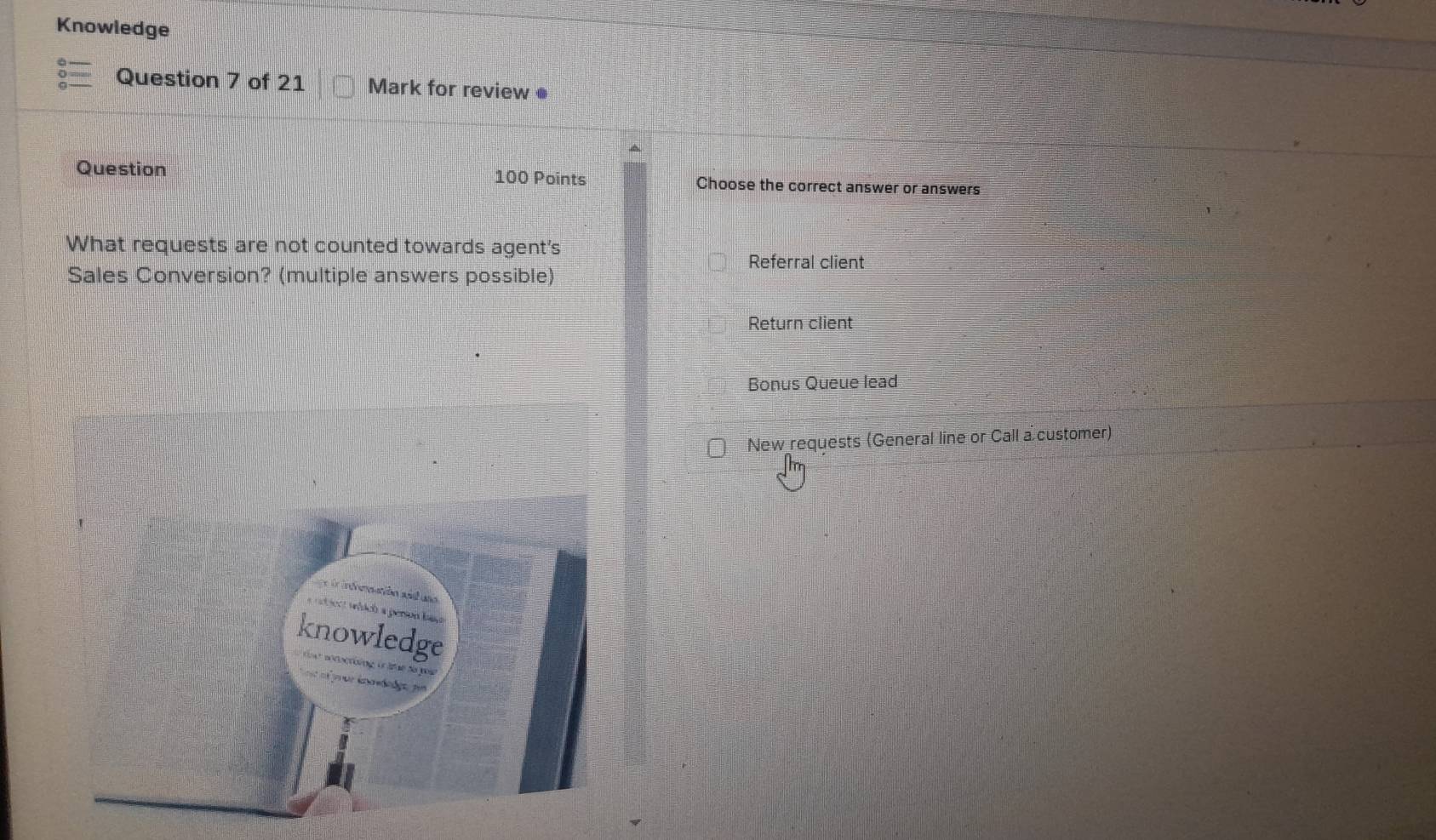Solved: Knowledge Question 7 of 21 Mark for review Question 100 Points ...