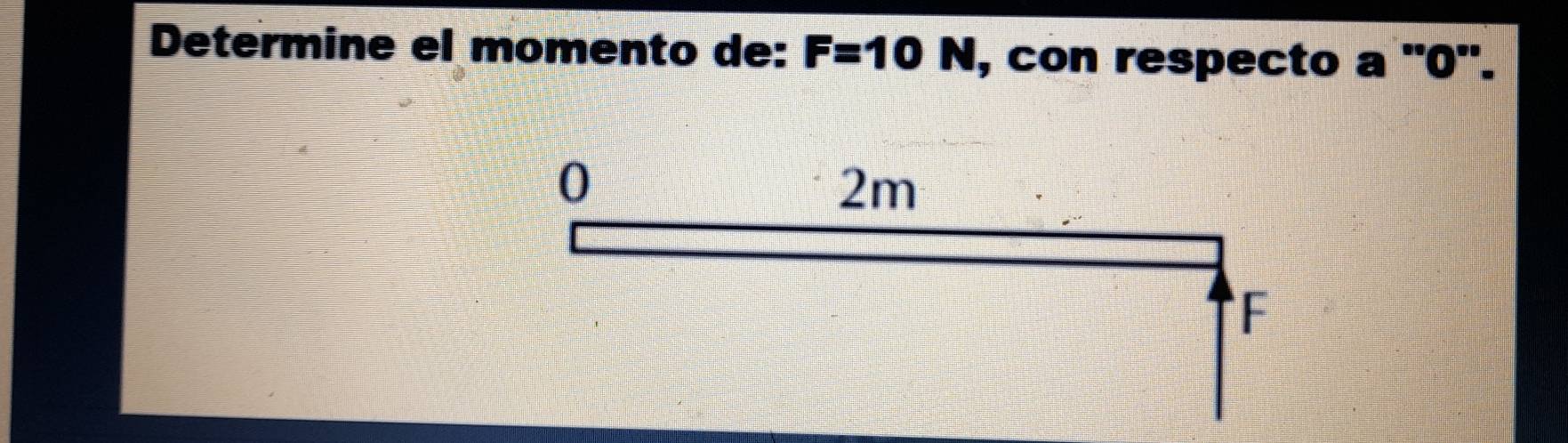 Determine el momento de: F=10N , con respecto a '' 0 '.