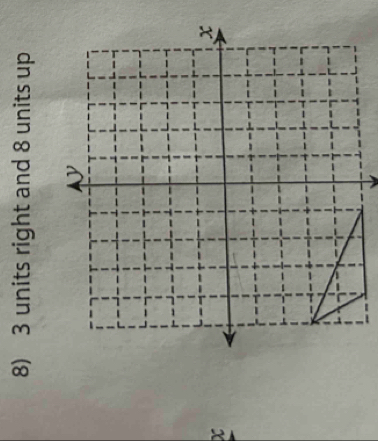 3 units right and 8 units up