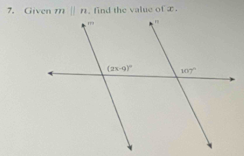 Given m||n. find the value of x.