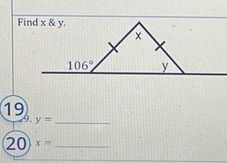 19
9. y= _
20 x= _