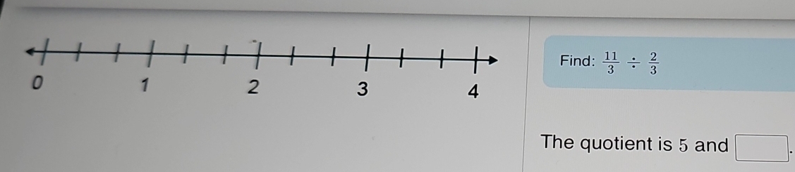 ind:  11/3 /  2/3 
The quotient is 5 and □.