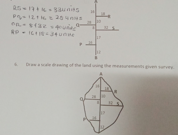Solved: A 6. Draw a scale drawing of the land using the measurements ...