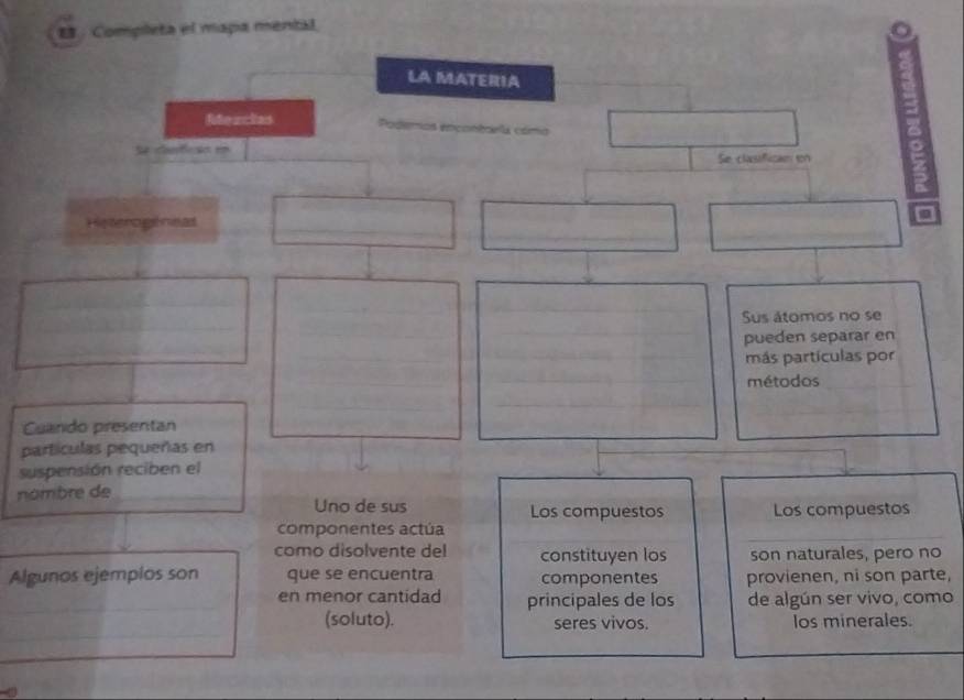 8 ： Completa el mapa mental 
C 
p 
su 
no 
o 
Algunos ejempios sonte, 
de algún ser vivo, como