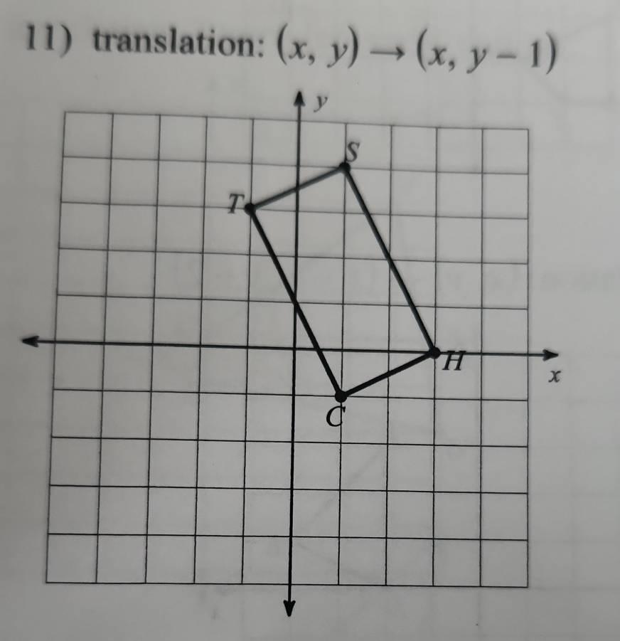 11)translation: (x,y)to (x,y-1)