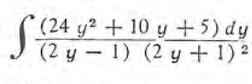 ∈t frac (24y^2+10y+5)dy(2y-1)(2y+1)^2