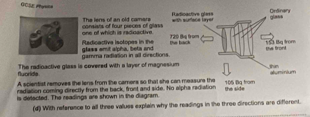 Solved: GCSE Physics The lens of an old camera consists of four pieces ...