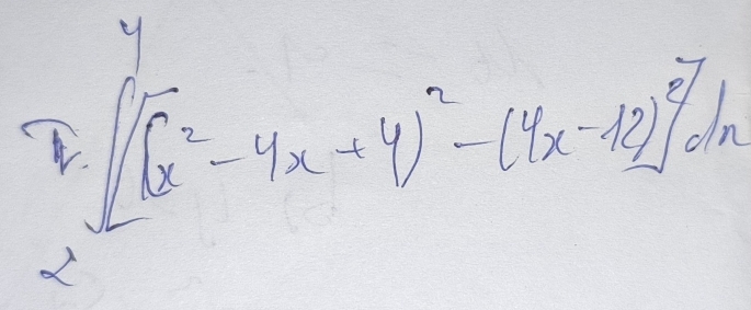 f[(x^2-4x+4)^2-(4x-12)]'=h