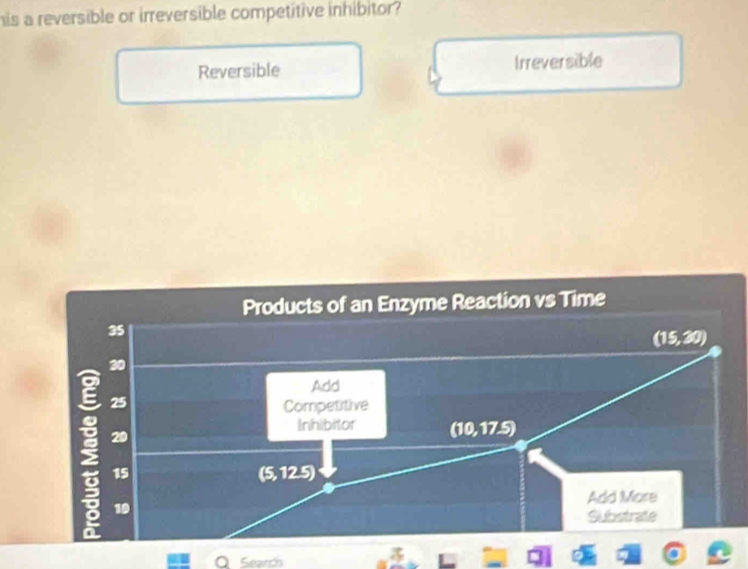 his a reversible or irreversible competitive inhibitor?
Reversible Irreversible
Search