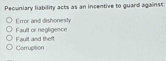 Solved: Pecuniary liability acts as an incentive to guard against ...