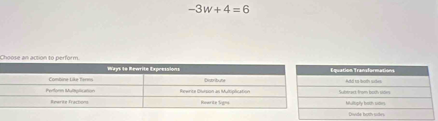 -3w+4=6
Choose an acti