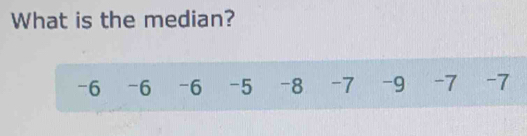 What is the median?
-6 -6 -6 -5 -8 -7 -9 -7 -7