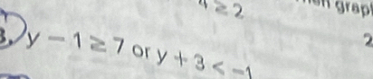 4≥ 2 hen grap! 
2 
3. y-1≥ 7 or y+3