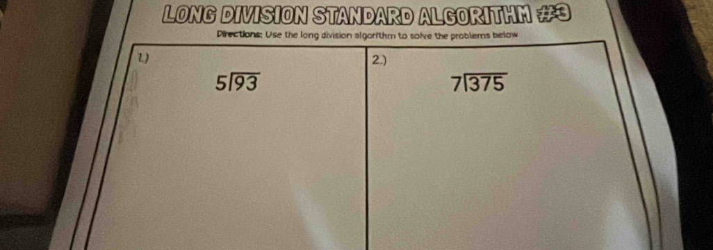 LONG DIVISION STANDARD ALGORITHM #3