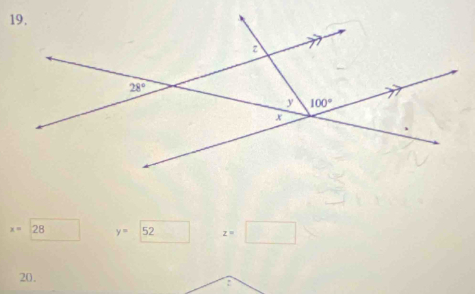 x= 28 y= 52 z=□
20.