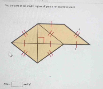 Find the area of the shaded region. (Figure is not drawn to scale)
Area=□ units^2