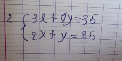 2 beginarrayl 3x+4y=3.5 2x+y=2.5endarray.