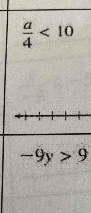  a/4 <10</tex>
-9y>9