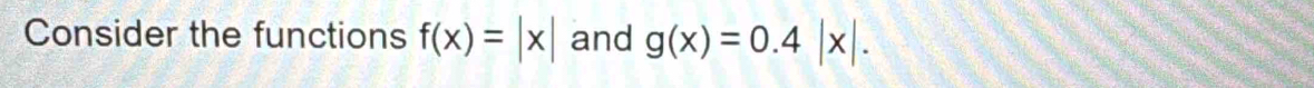 Consider the functions f(x)=|x| and g(x)=0.4|x|.