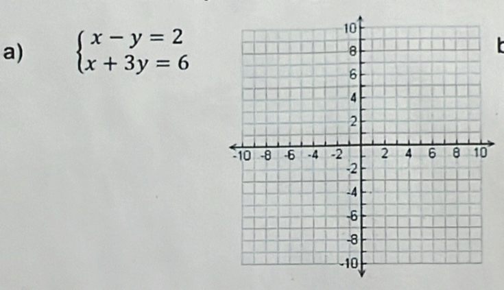 beginarrayl x-y=2 x+3y=6endarray.