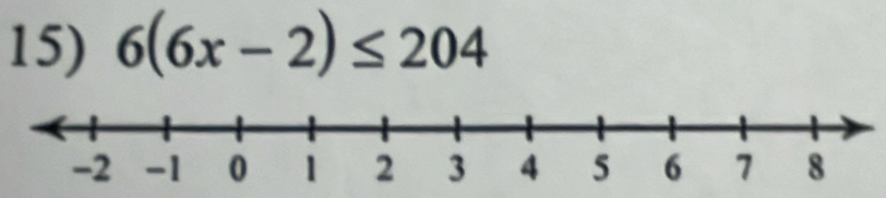 6(6x-2)≤ 204