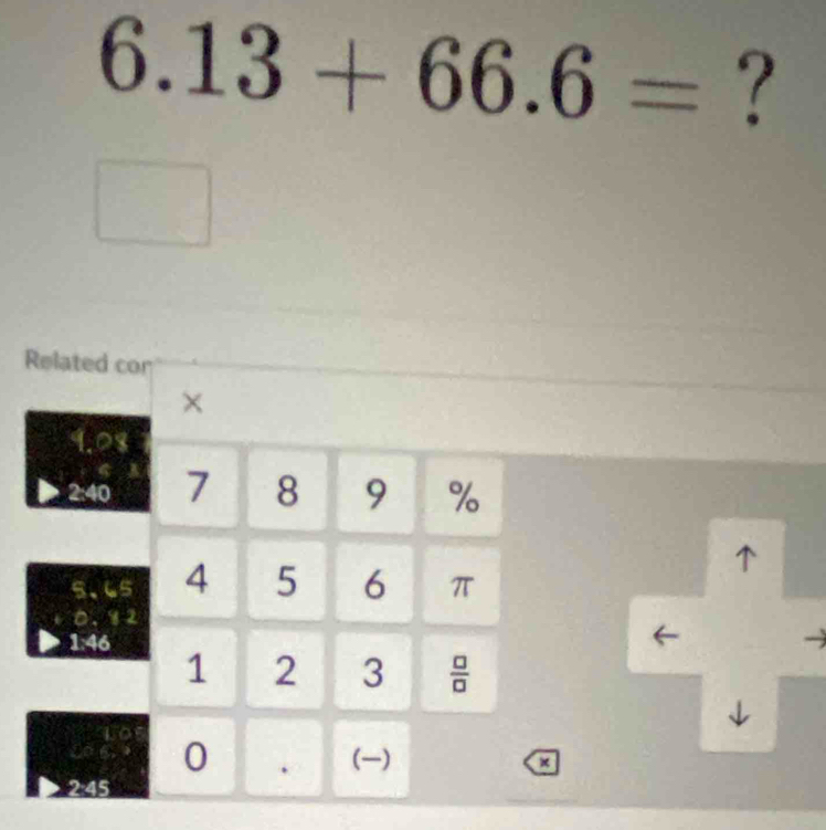 6.13+66.6= ?