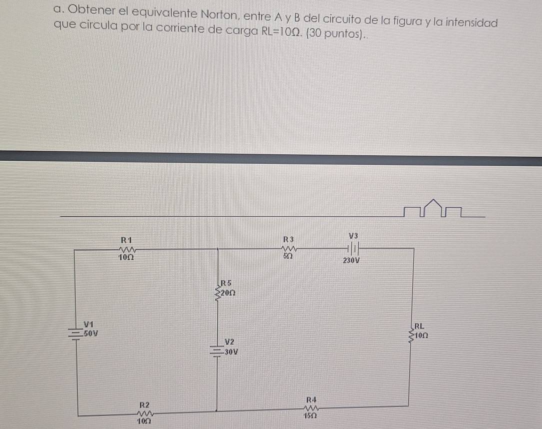 Solved: Obtener el equivalente Norton, entre A y B del circuito de la ...