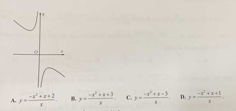 A. y= (-x^2+x+2)/x . B. y= (-x^2+x+3)/x . C. y= (-x^2+x-3)/x . D. y= (-x^2+x+1)/x .