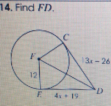 Find FD.
3x-26