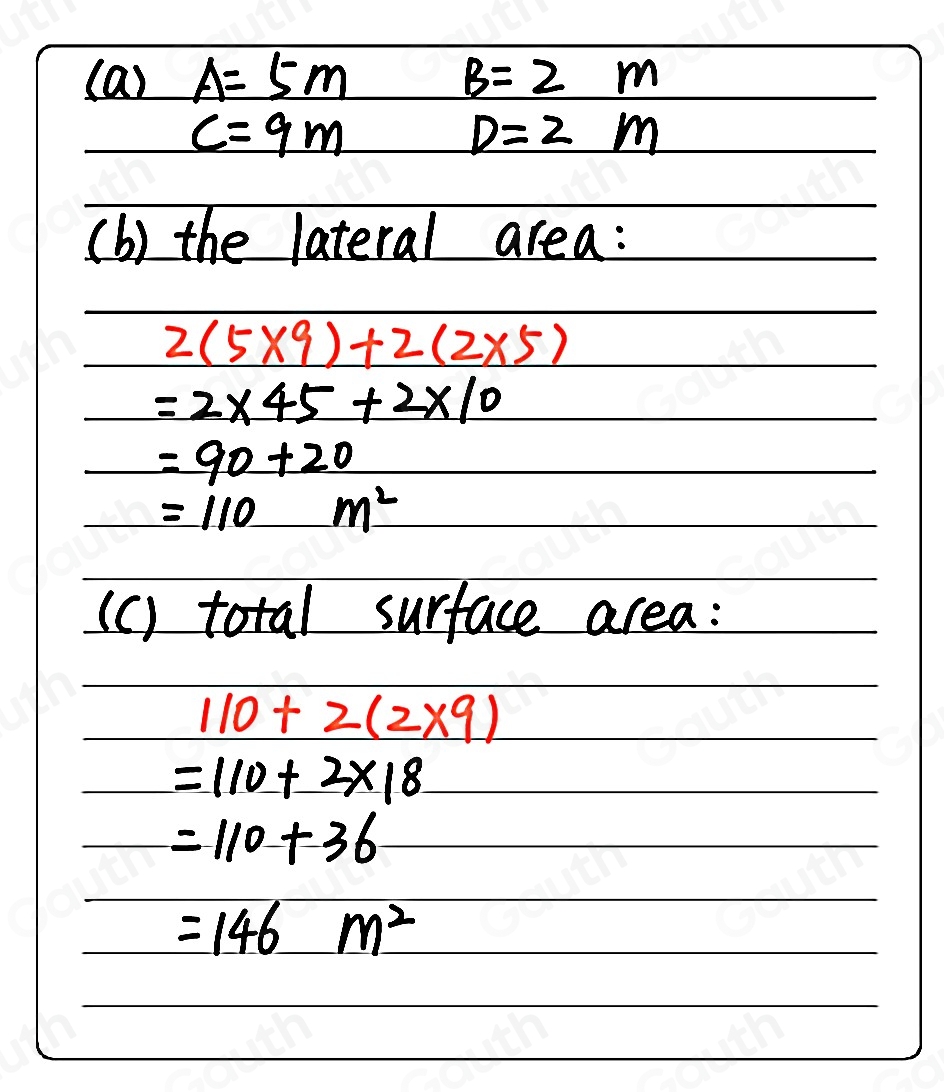 Solved: A rectangular prism and its net are shown below, The top and ...