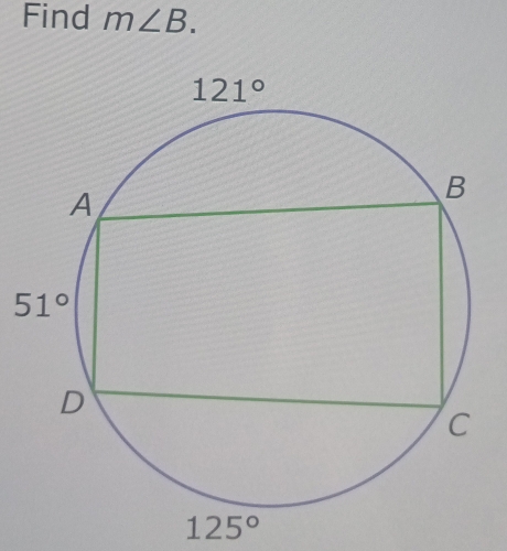 Find m∠ B.
125°