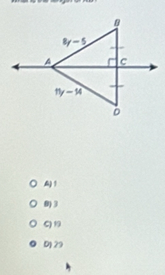 A1
9)3
C)19
D)29