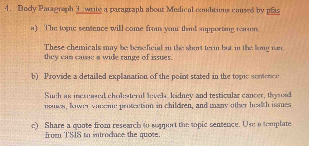 Solved: Body Paragraph 3 write a paragraph about Medical conditions ...