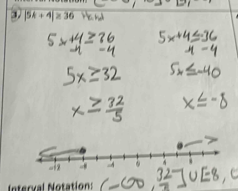 3 |5k+4|≥ 36
Interval Notations