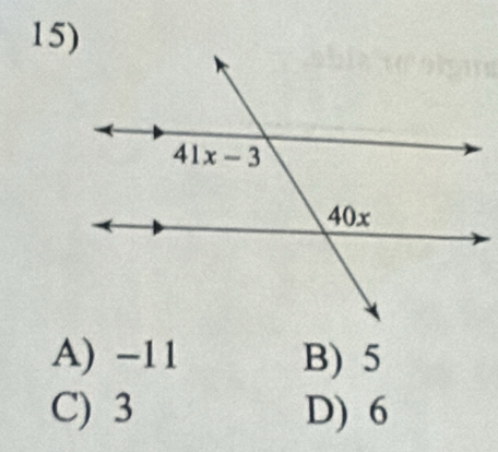 A) -11 B) 5
C) 3 D) 6