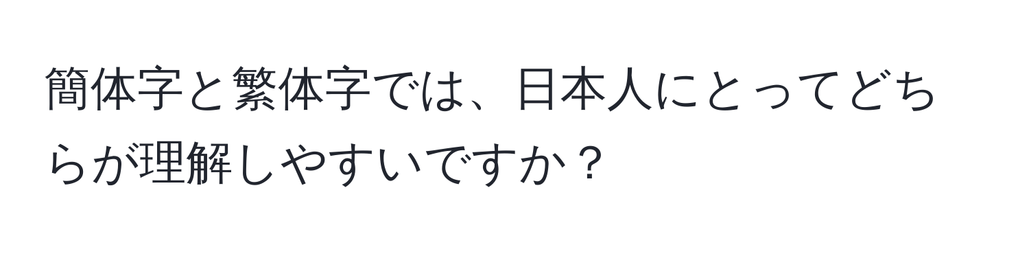 簡体字と繁体字では、日本人にとってどちらが理解しやすいですか？