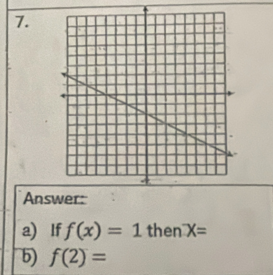 Ans 
a If f(x)=1 then X=
b) f(2)=