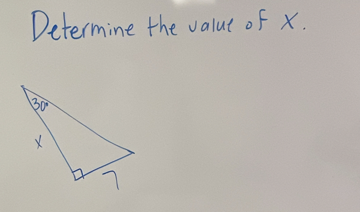 Determine the valut of x.