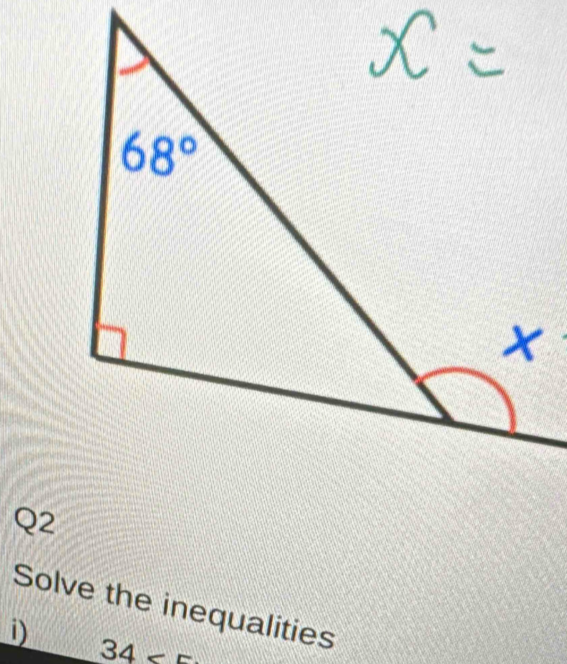 Solve the inequalities
i)
34<5</tex>