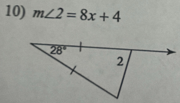 m∠ 2=8x+4