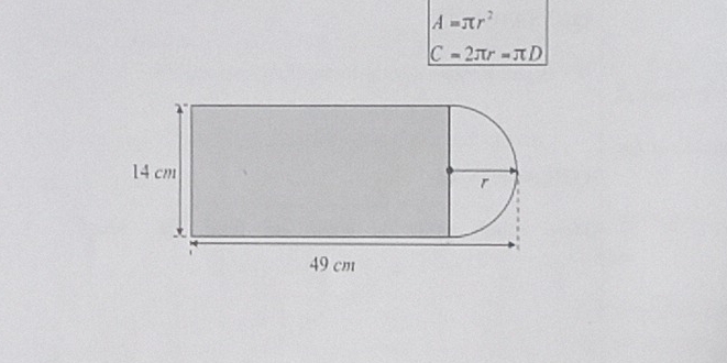 A=π r^2
C=2π r=π D