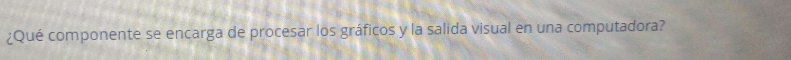 ¿Qué componente se encarga de procesar los gráficos y la salida visual en una computadora?
