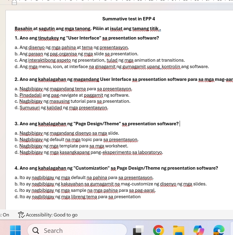 Solved: Summative test in EPP 4 Basahin at sagutin ang mga tanong ...