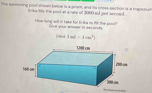 Solved: The swimming pool shown below is a prism, and its cross-section ...