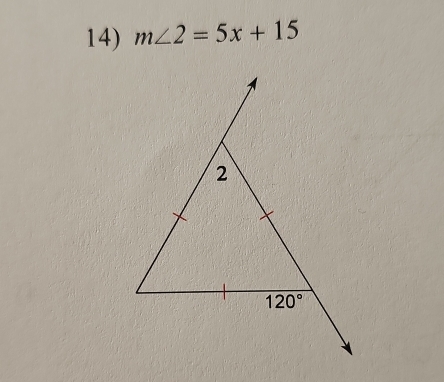 m∠ 2=5x+15