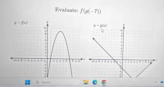 Evaluate: f(g(-7))
a Search