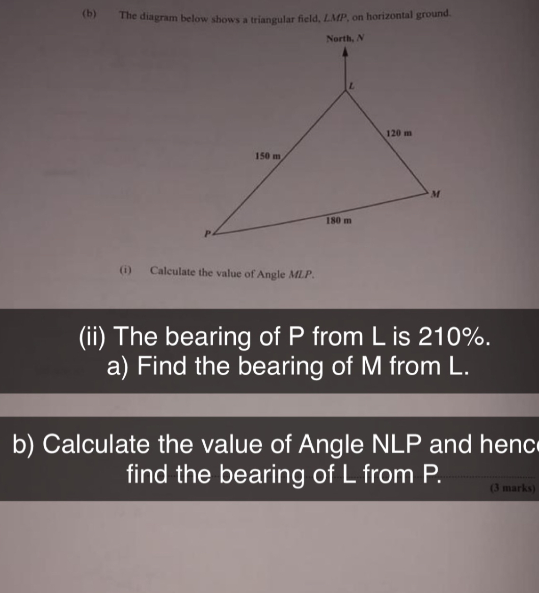 Solved: The diagram below shows a triangular field. LMP on horizontal ...